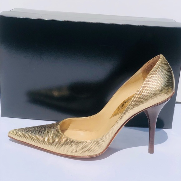 Michael Kors gold metallic high heel pump with texture Sz 8.5 eu 38.5 - Picture 2 of 9